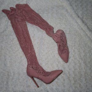 Over the knee lace heels